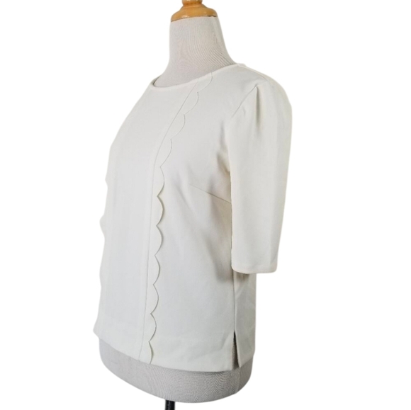 Ann Taylor White Stretch Scallop Top White XS - Picture 2 of 8